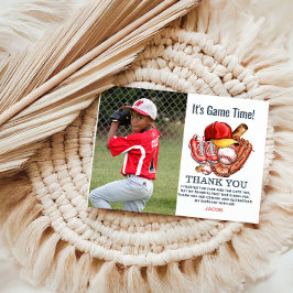 Navyblå baseboll barnkalas vattenfärg tack kort