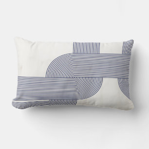 Navyblå Bauhaus-design på krämfärgad bakgrund Lumbarkudde