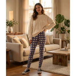 Navyblå blommiga  leggings