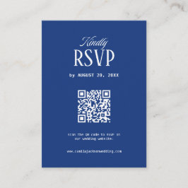 Navyblå bröllops RSVP QR-kod Tilläggskort