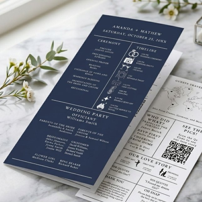 Navyblå Bröllopsinfografik Program (Skapare uppladdad)
