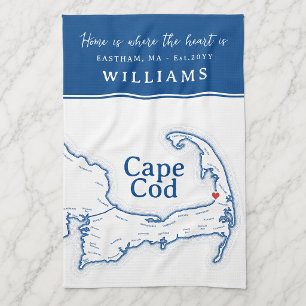 Navyblå Cape Cod-karta Nytt hem Kökshandduk