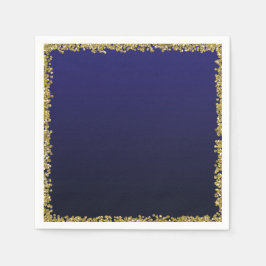 Navyblå doppad guldglitter glam glitter fest pappersservett