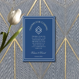Navyblå Elegant Minimalistisk Enkel Bröllop Tack Kort