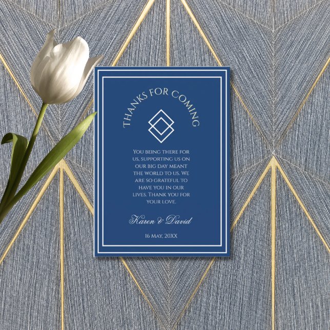 Navyblå Elegant Minimalistisk Enkel Bröllop Tack Kort (Skapare uppladdad)