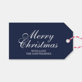 Navyblå Elegant Skrift Klassisk God Jul Presentetikett