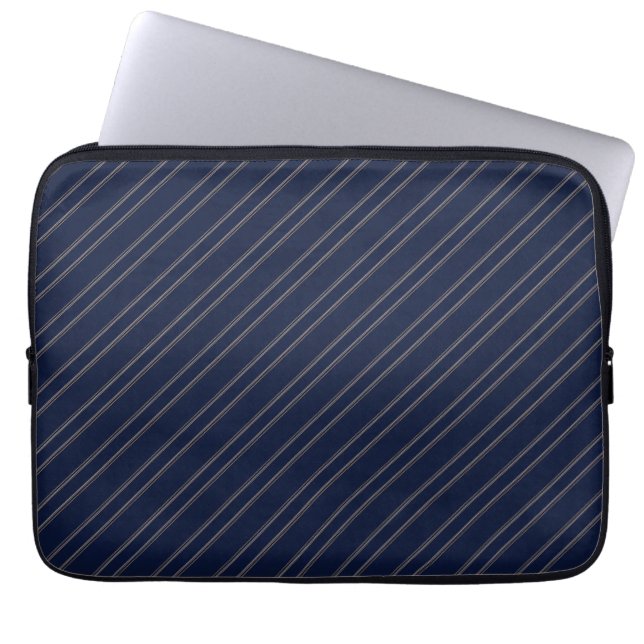 Navyblå Elfenbensguld Ränder Laptop Fodral (Framsidan)