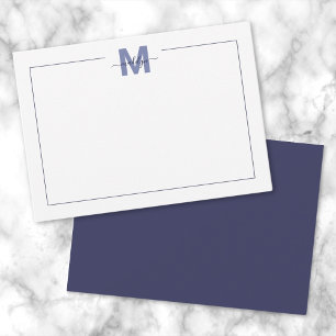Navyblå Enkel Minimalistisk Namnmonogram Anteckningskort
