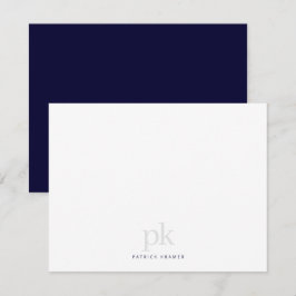 Navyblå Enkel Modern Monogram Professionell Anteckningskort