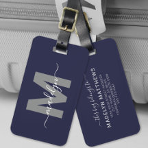 Navyblå Enkel Modernt Monogram
