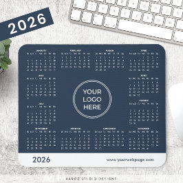 Navyblå företagslogotyp 2026 kalender musmattor