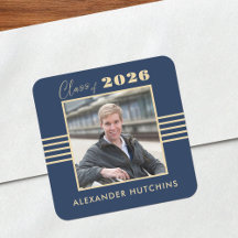 Navyblå fotobildsram för examen 2026
