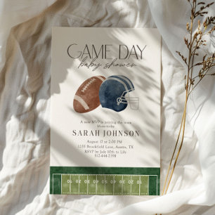 Navyblå Game Day Fotboll Baby Shower Inbjudningar