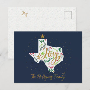 Navyblå glädjehelgdag julgran Texas-form Vykort