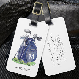 Navyblå golfmonogram bagagebricka