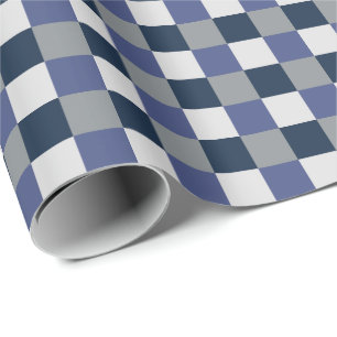 Navyblå Grå Vit Rutig Schackrutig Presentpapper