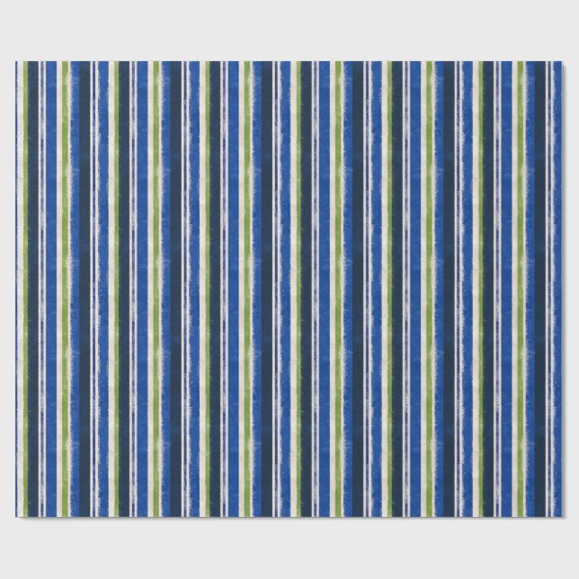 Navyblå Gröna Preppy Randband Presentpapper (Platt)