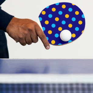 Navyblå Gul Cyan Prickig Design Pingisracket