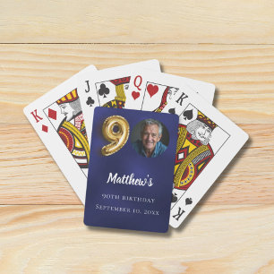 Navyblå guld 90-års fotobursdagskalas casinokort