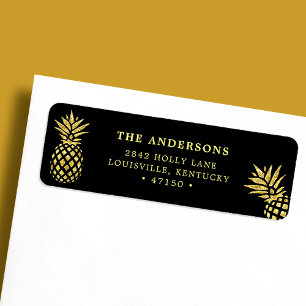 Navyblå Guld Ananas Anpassad Adress Returadress Etikett