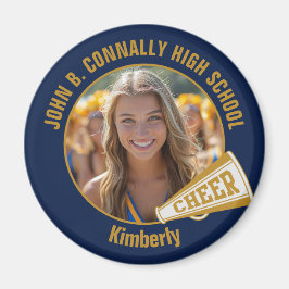 Navyblå guld cheerleader foto högstadiet magnet