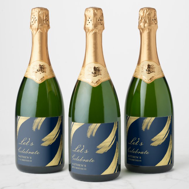 Navyblå guld chic elegant champagne (Flaskor)
