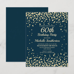 Navyblå Guld Diamant Glitter Kvinnor 60-årsdag Kort