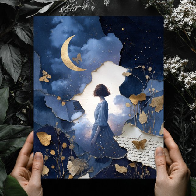 Navyblå Guld Fantasy Natthimmel Väggkonsttryck Poster (Skapare uppladdad)