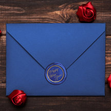 Navyblå & Guld Godt Nytt År Vaxsigill Klistermärke