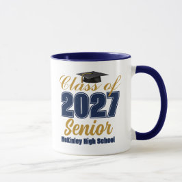 Navyblå Guld Klass 2027 Personlig Senior Mugg