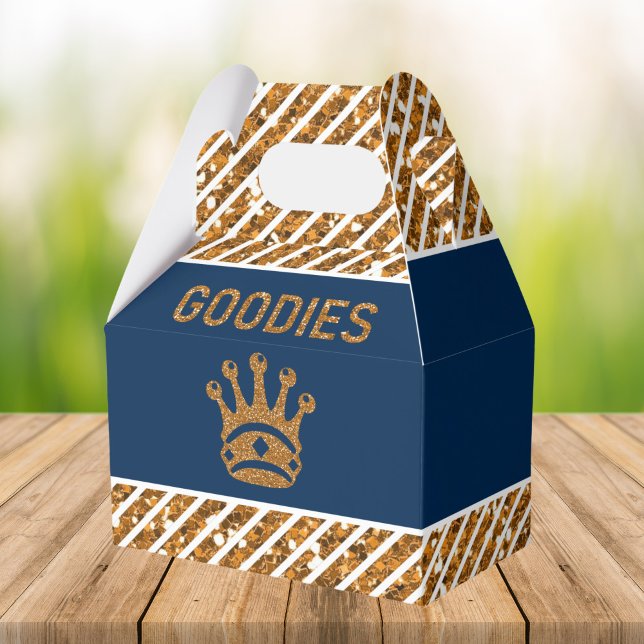 Navyblå Guld Kunglig Prins Krona Födelsedagsfest Presentaskar (Skapare uppladdad)