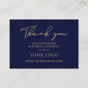 Navyblå & Guld Logotyp Förpackning Tack Visitkort