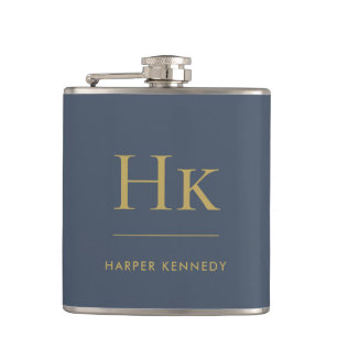 Navyblå Guld Monogram Elegant Personlig Fickplunta