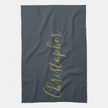 Navyblå Guld Skrift Namn Minimalistisk Monogram Mä