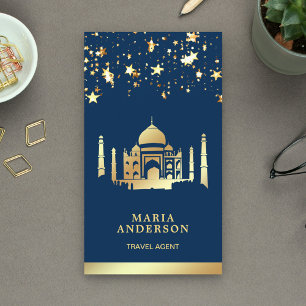 Navyblå guldkonfetti Taj Mahal-resebyrå Visitkort