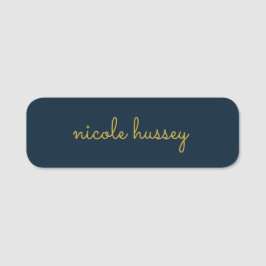 Navyblå Guldskrift  | Stylish Modern Monogram Namnbricka