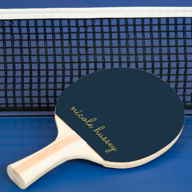 Navyblå Guldskrift  | Stylish Modern Monogram Pingisracket (Insitu)