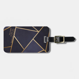 Navyblå Gyllene Trianglar Geometrisk Elegant Klass Bagagebricka