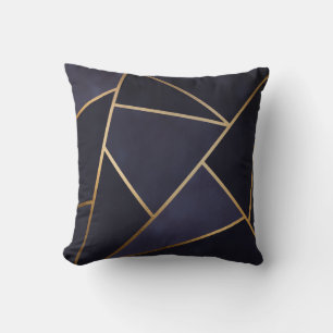 Navyblå Gyllene Trianglar Geometrisk Elegant Klass Kudde