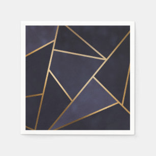 Navyblå Gyllene Trianglar Geometrisk Elegant Klass Pappersservett