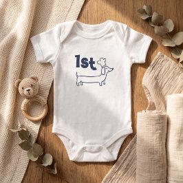 Navyblå Hund 1:a Babyfirande T Shirt
