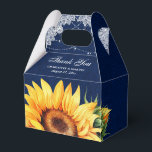 Navyblå jutesnursljus Solros Tack Presentaskar<br><div class="desc">Anpassad marinblå presentask för bröllop med jute-struktur och solros-blommor med slingljus.</div>