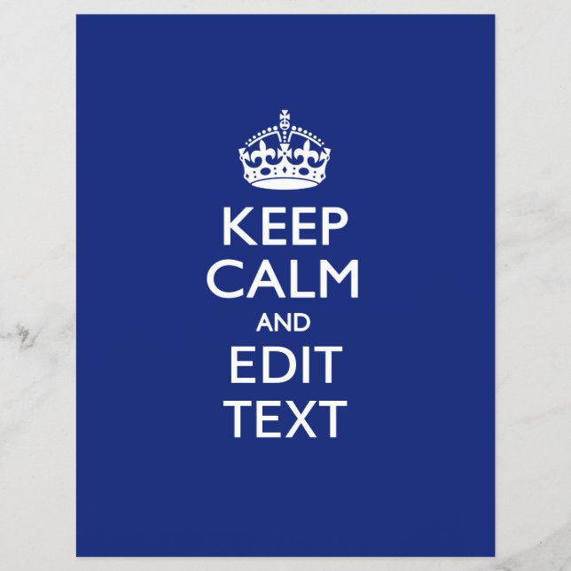 Navyblå Keep Calm Och Redigera Anpassad Text Reklamblad (Framsidan)