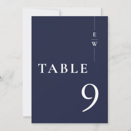 Navyblå minimalistisk modern monogram bordskort