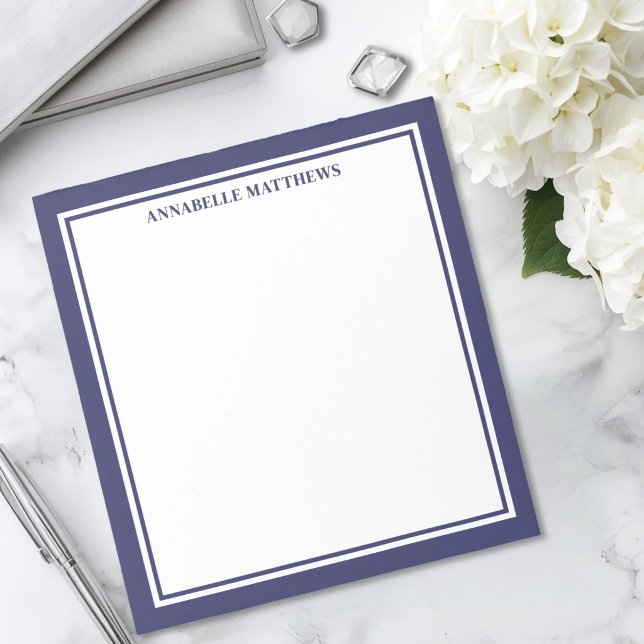 Navyblå minimalistisk monogram anteckningsblock (Navy Blue Minimalist Monogram Notepad)