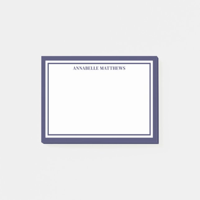 Navyblå minimalistisk monogram post-it block (Framsida)