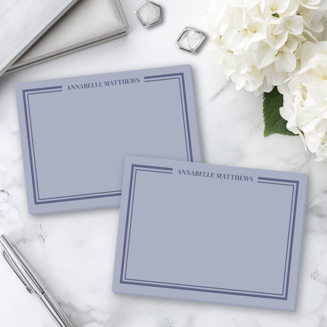 Navyblå minimalistisk monogram post-it block (Navy Blue Minimalist Monogram Post-it Notes )