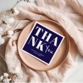 Navyblå Modig Minimalistisk Tack Bröllop Pappersservett