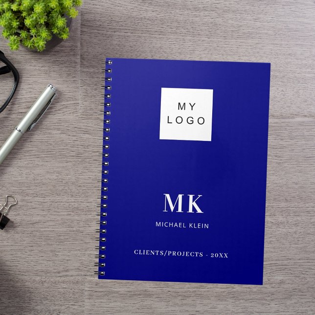 Navyblå monogram initialer företag anteckningsbok (Skapare uppladdad)