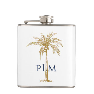 Navyblå Monogram Konstnärlig Tropisk Guld Palmträd Fickplunta
